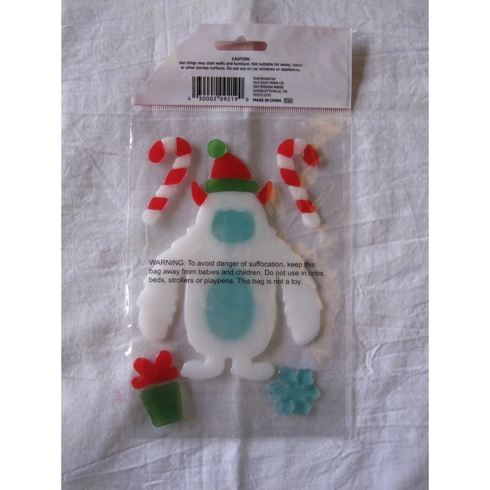 NEW Christmas Winter Abominable Snowman Yeti Window Gel Clings Decorations 25 ct